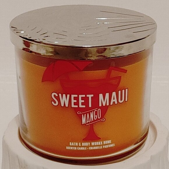 Bath and Body Works Sweet Maui Mango Three Wick Candle BNIP - Picture 1 of 5
